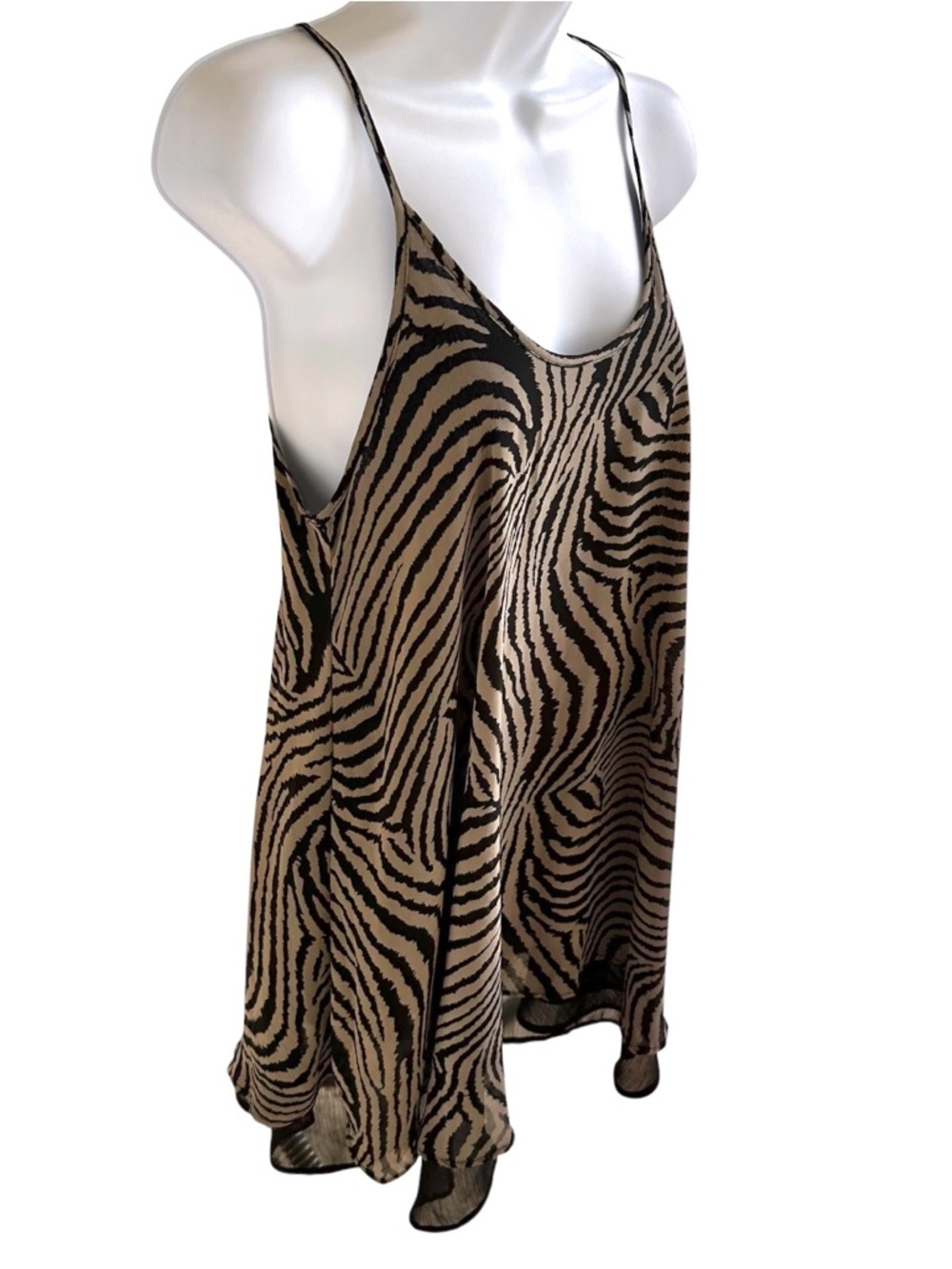 audrey Black and Tan Zebra Print Mini Slip Dress